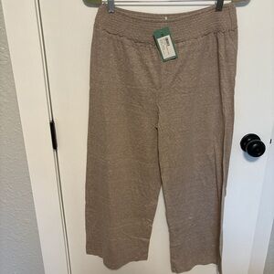 Mahina NWT Cropped Wide Leg Lounge Pants Large Neutral Minimalist